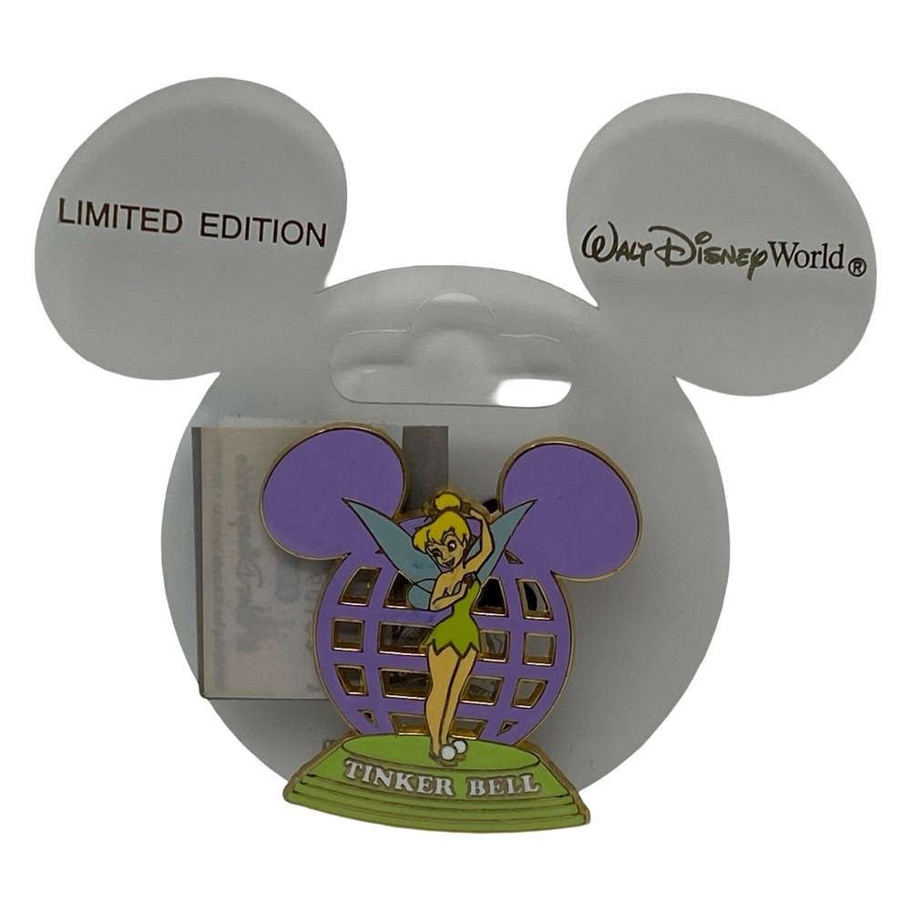 Disney World Tinker Bell Mickey Globe Pin Purple Gold Green Limited Edition new